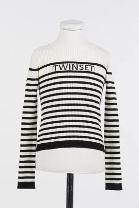 242GJ3030-SWEATER-White/Black