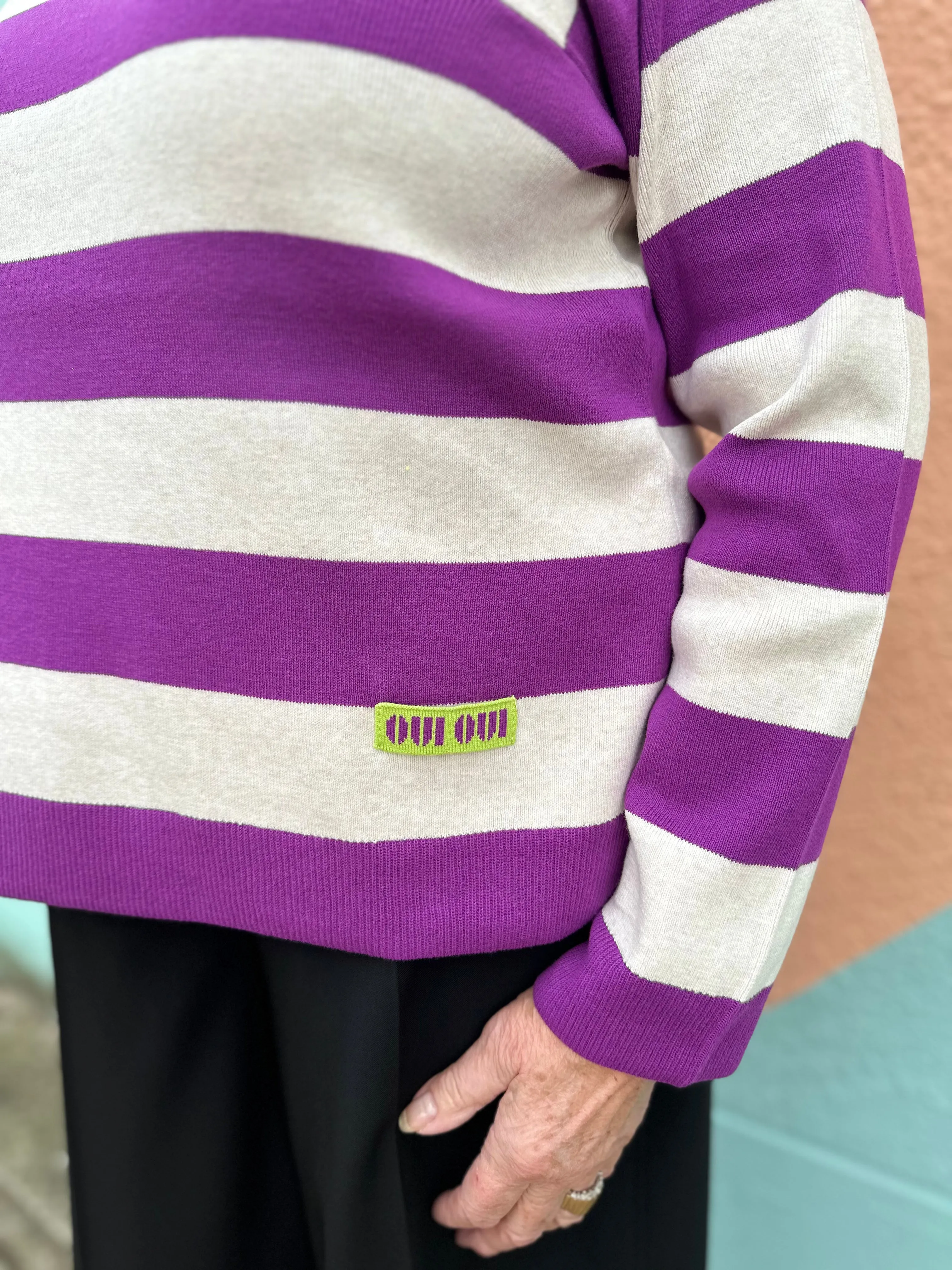 87173 Violet White Stripe Pullover