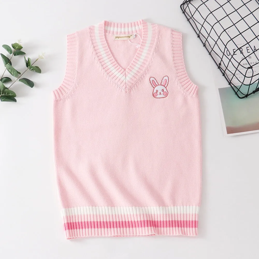 Adorable V-Neck Bunny Pullover