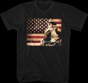 American Flag Autograph John Wayne T-Shirt