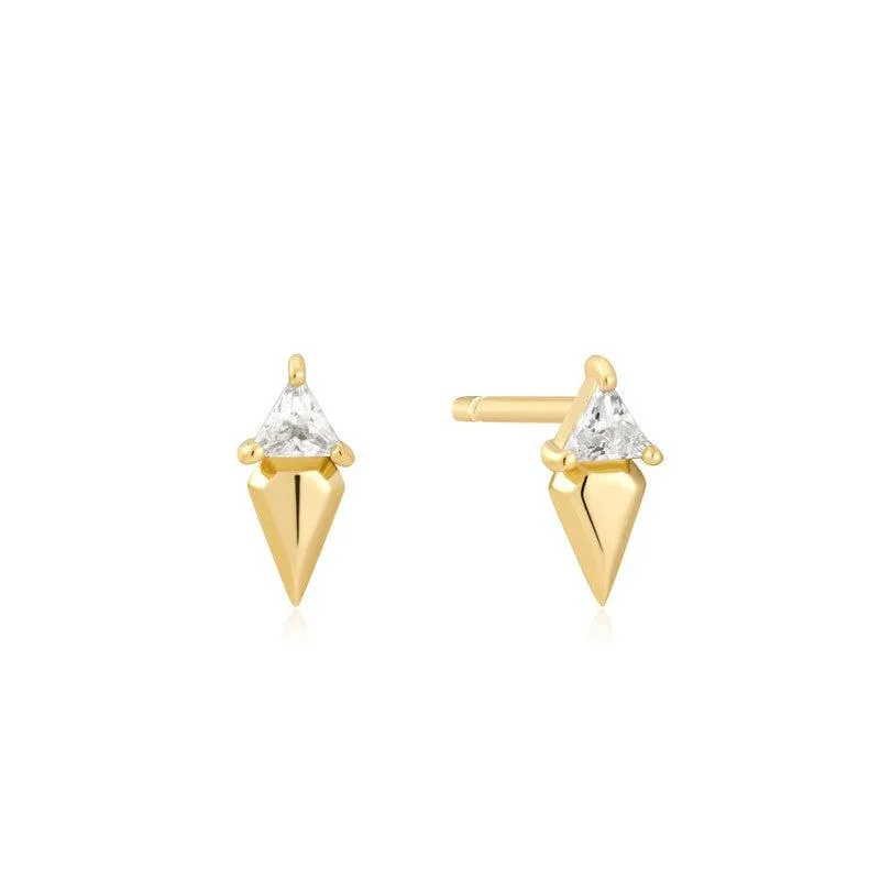 Ania Haie Gold Triangle Cubic Zirconia Geometric Stud Ear Jackets