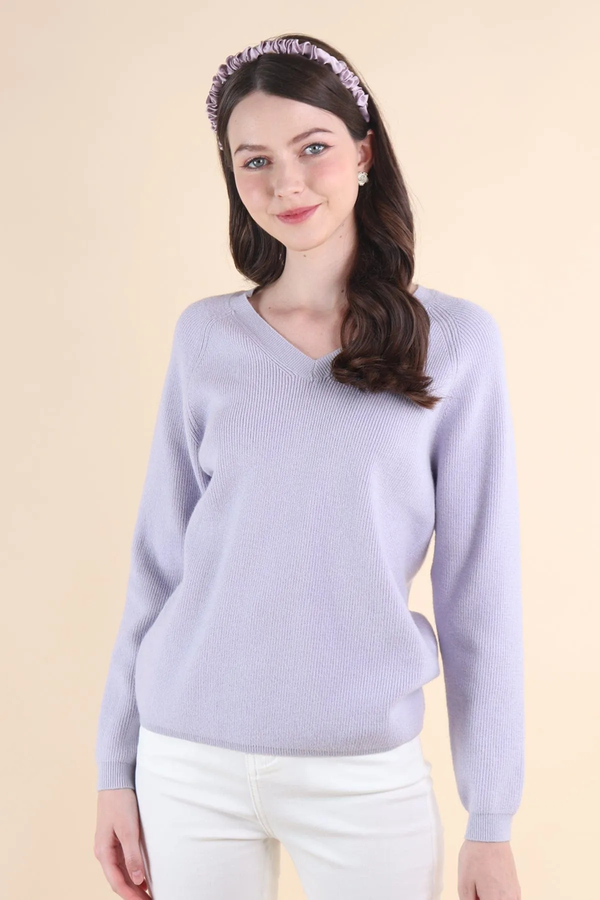 AUBREE KNIT PULLOVER IN PERI LILAC