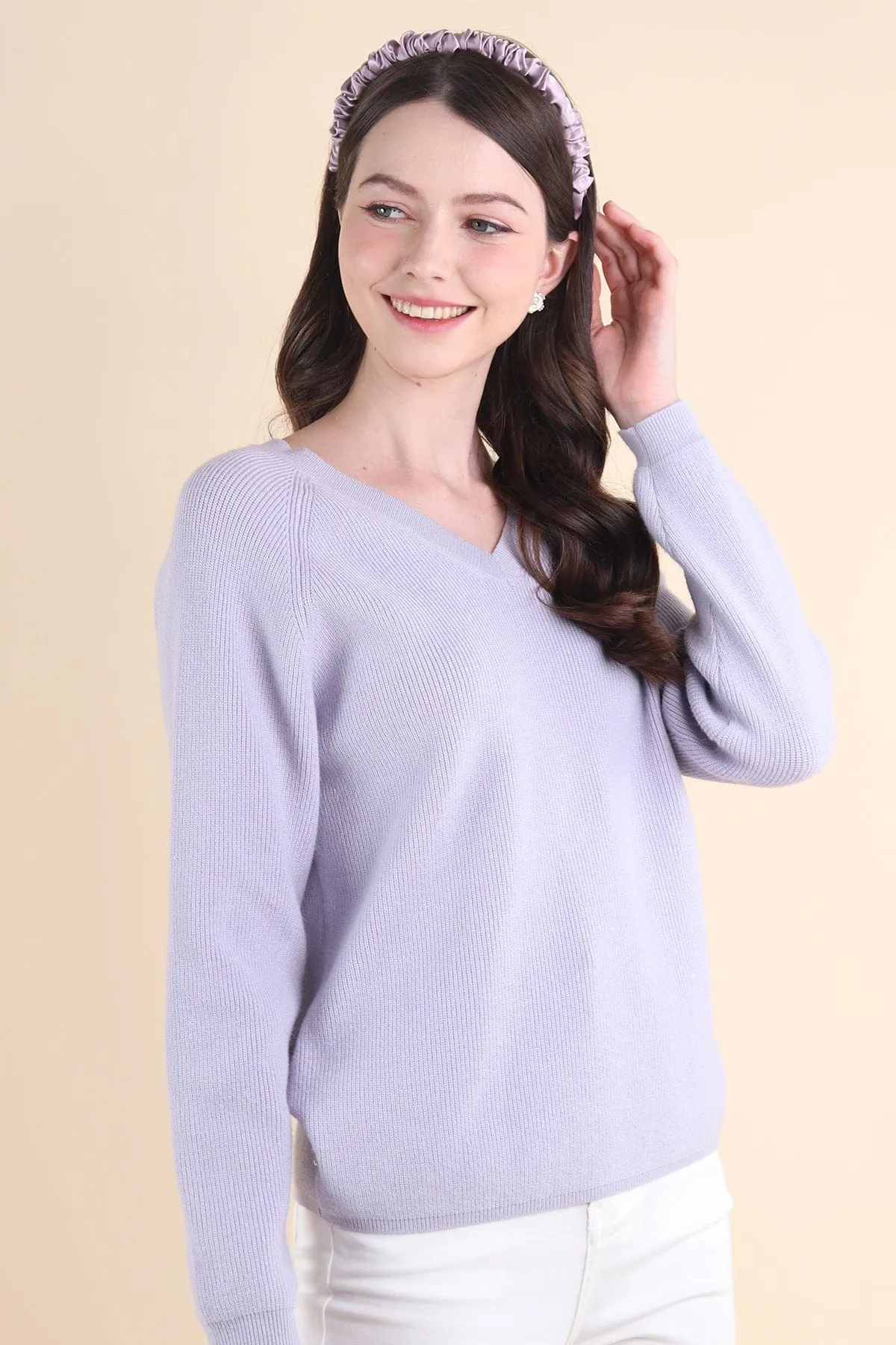 AUBREE KNIT PULLOVER IN PERI LILAC