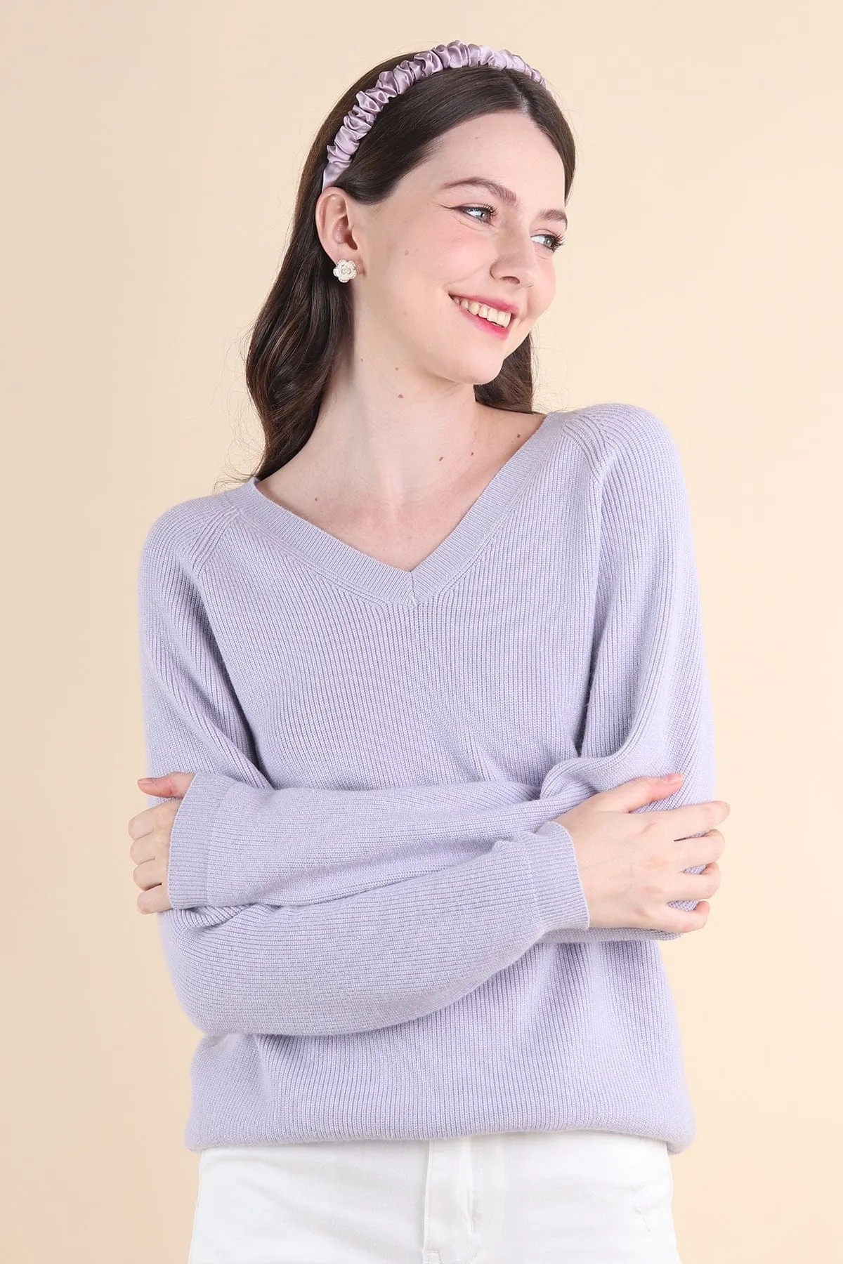 AUBREE KNIT PULLOVER IN PERI LILAC