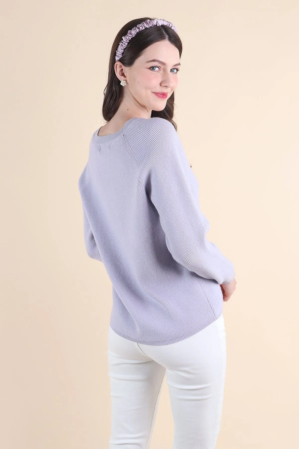 AUBREE KNIT PULLOVER IN PERI LILAC