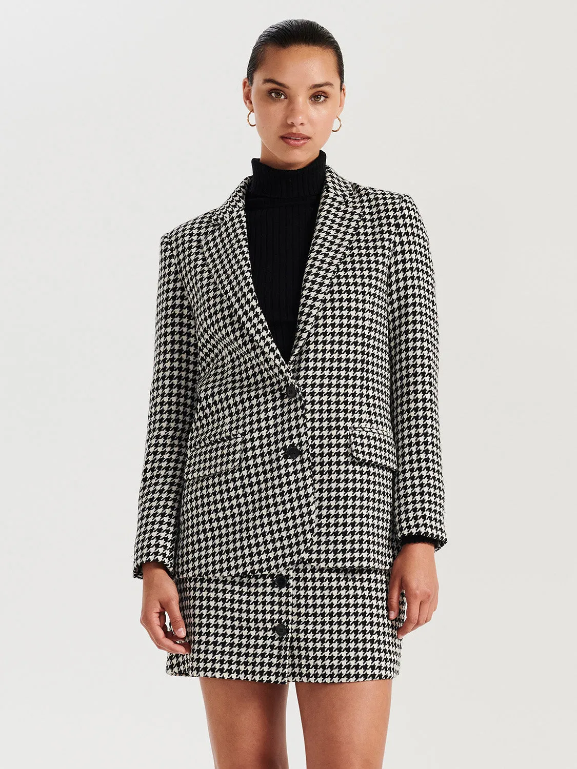 Bella Woven Blazer - Houndstooth