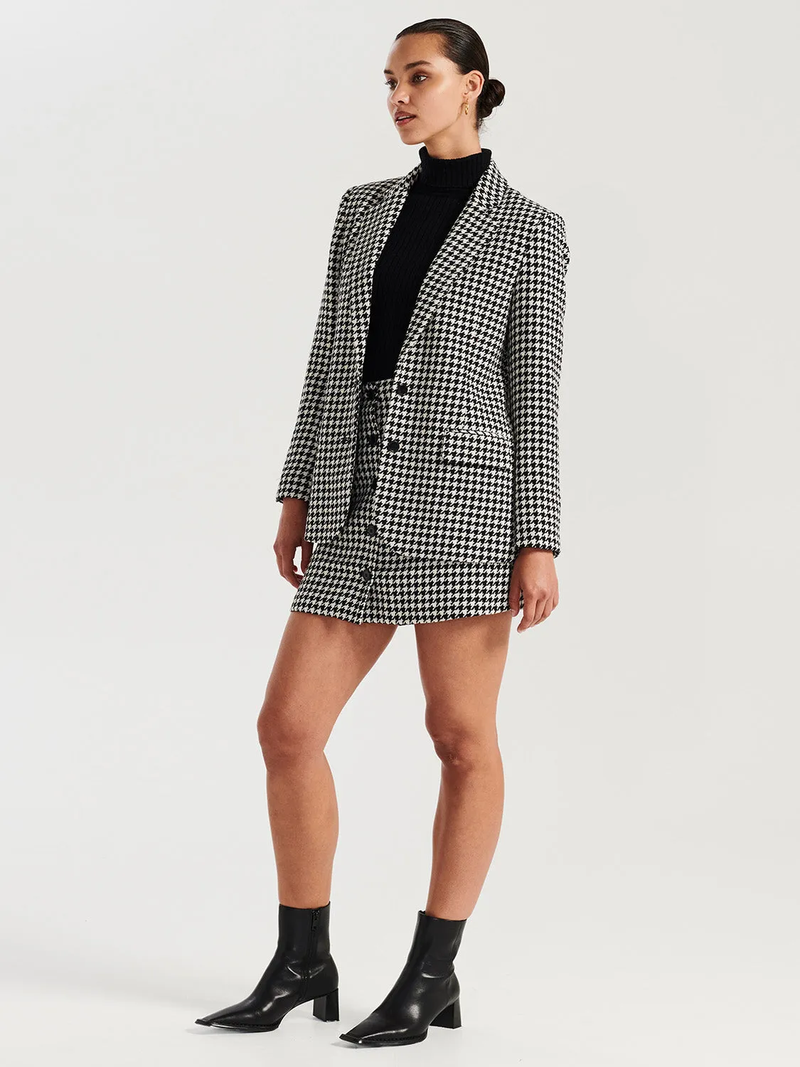 Bella Woven Blazer - Houndstooth