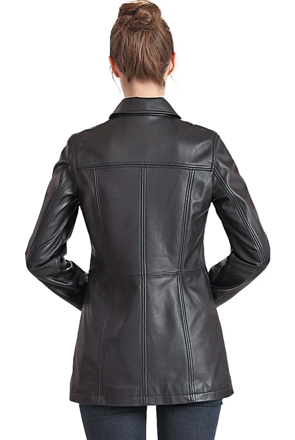 BGSD Women Evie Lambskin Leather Car Coat