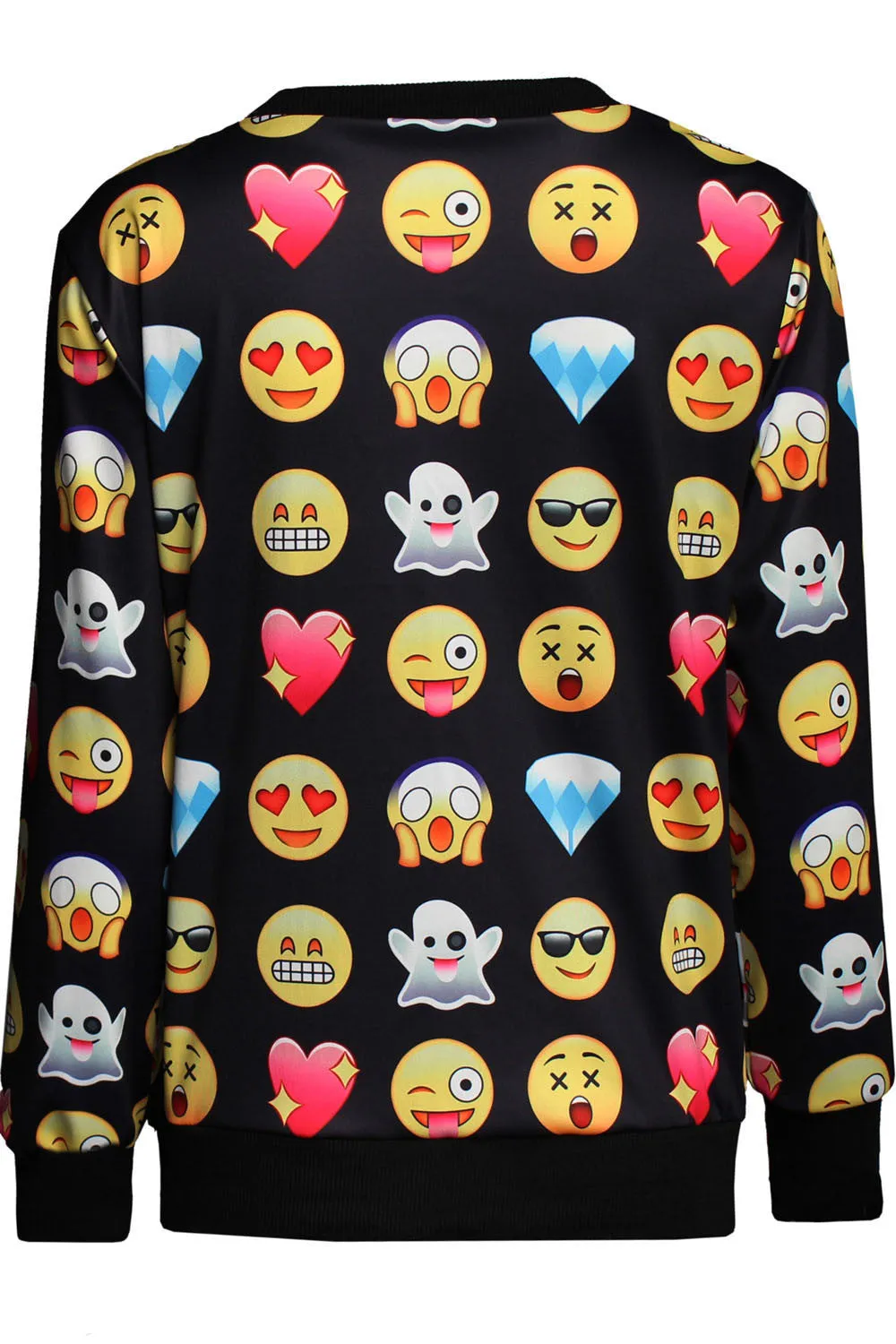 Black Emoji Print Sweatshirt