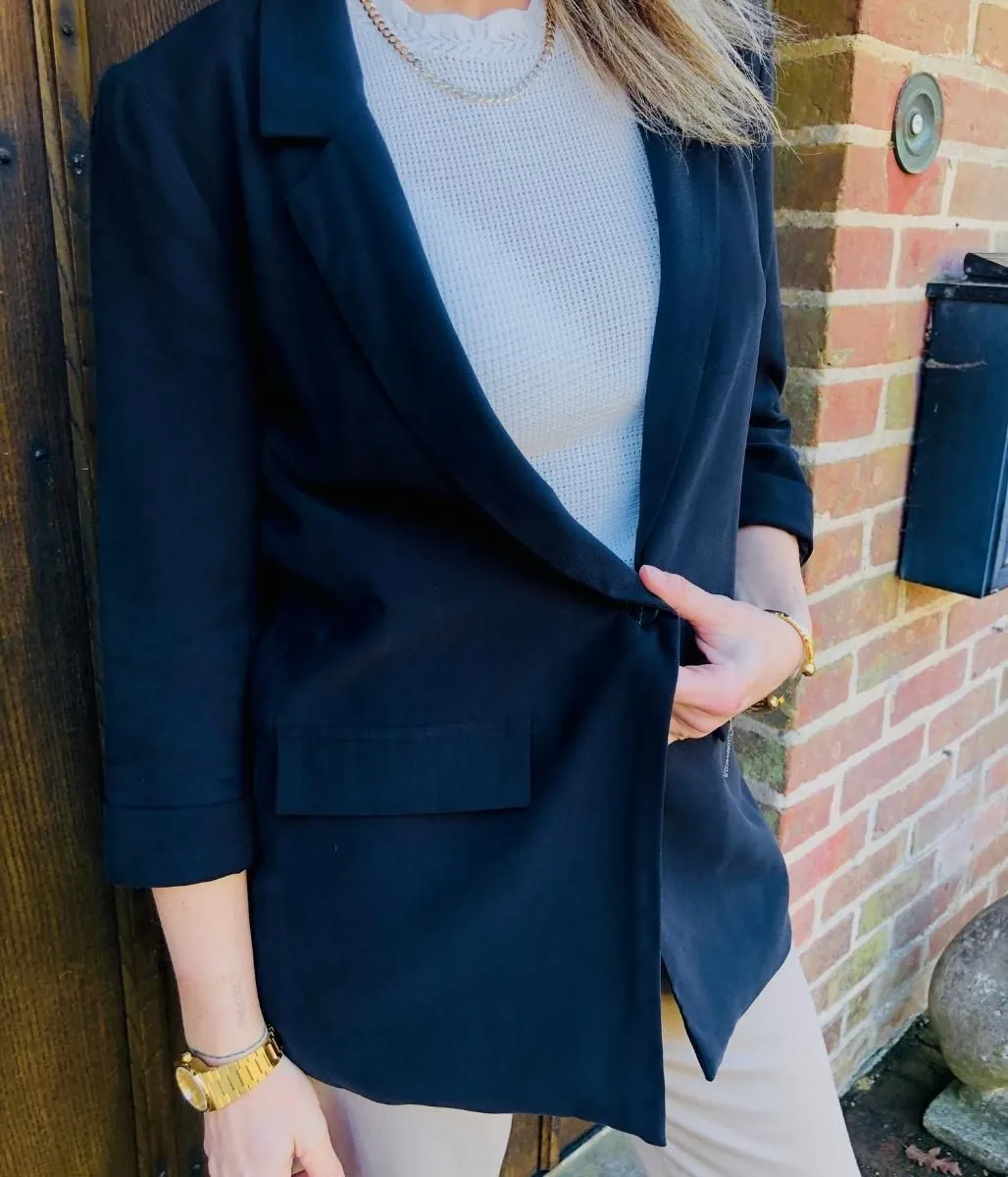 Black Single Button Blazer