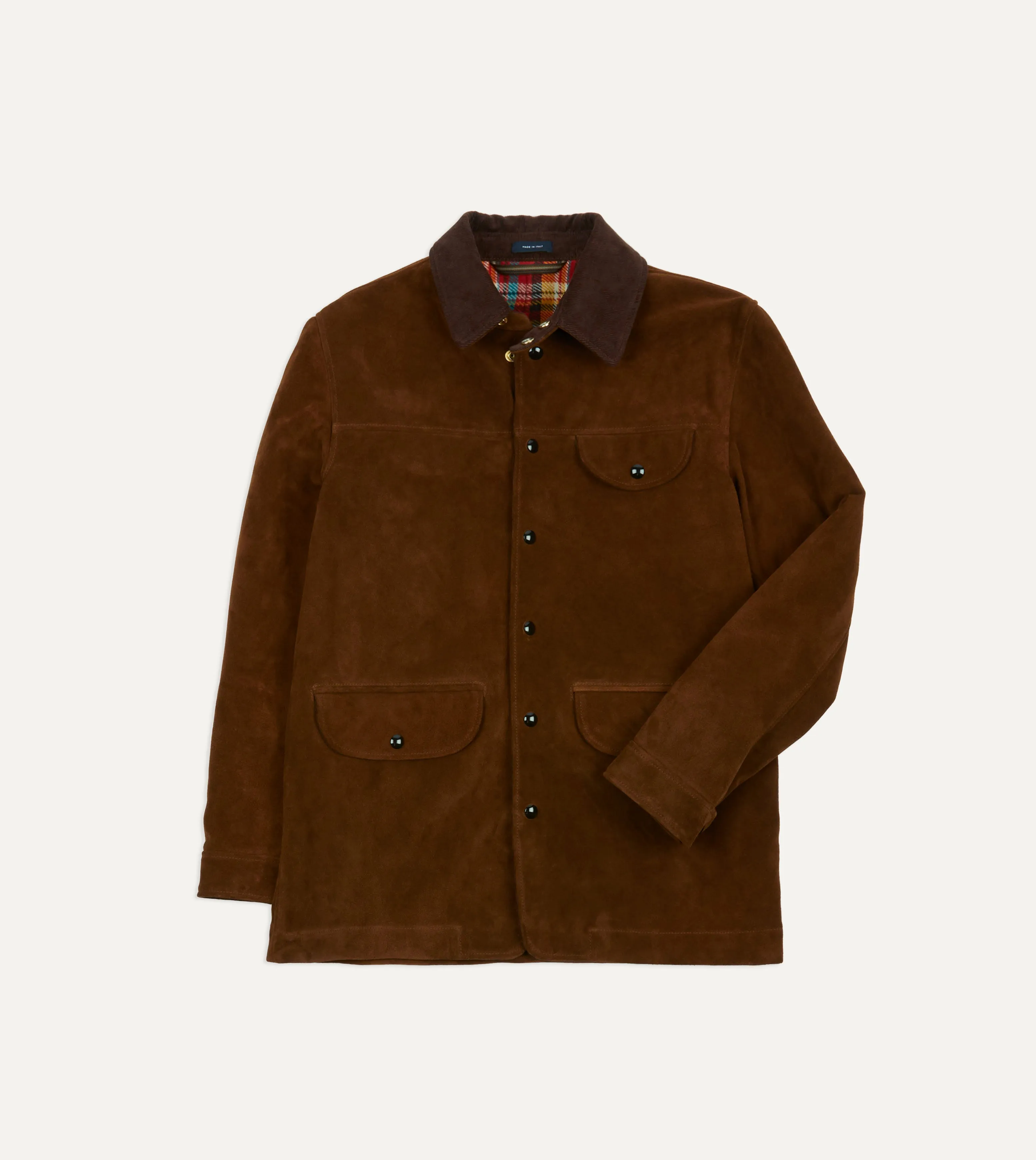 Brown Suede Car Coat with Blanket Lining