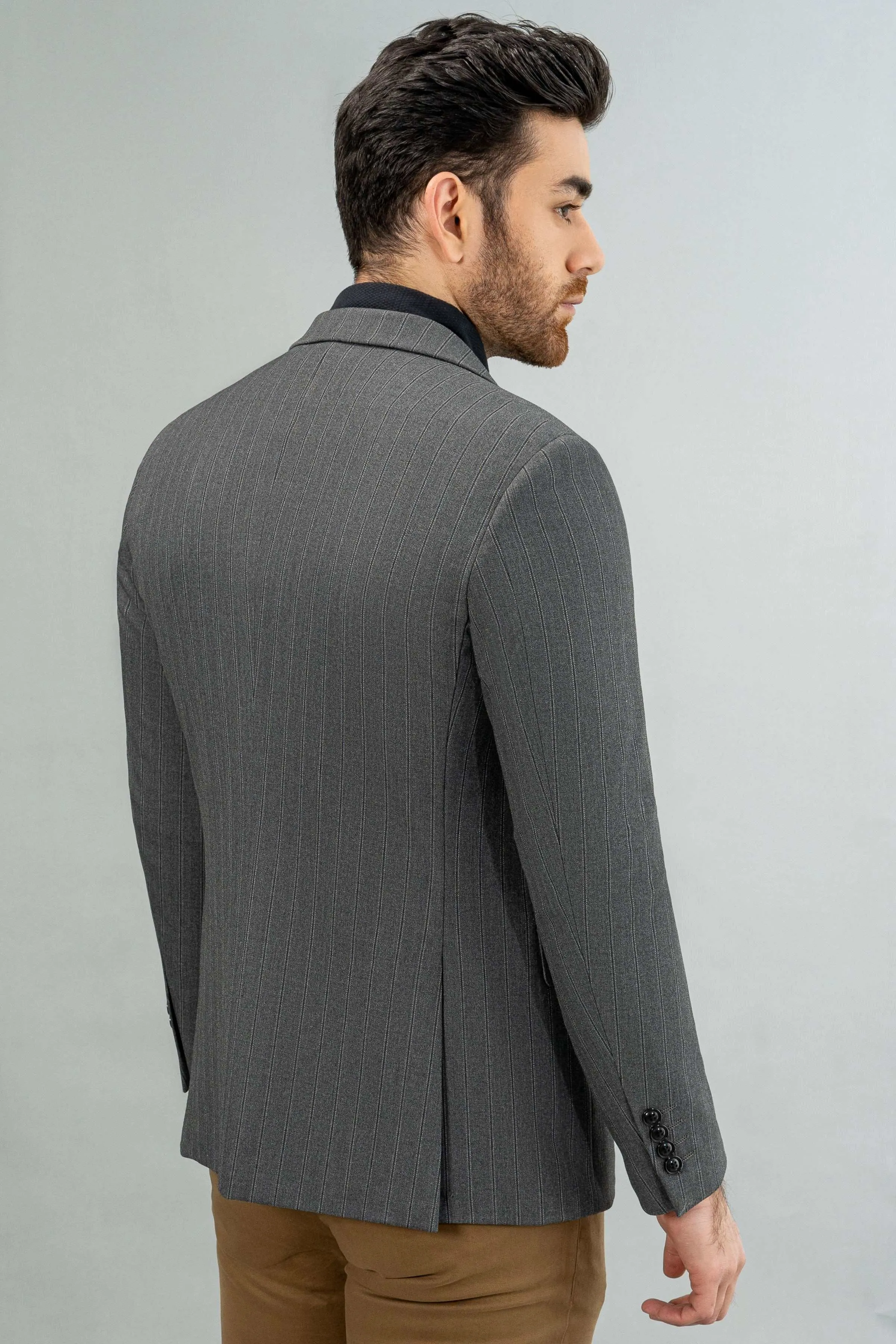 CASUAL COAT GREY STRIPER