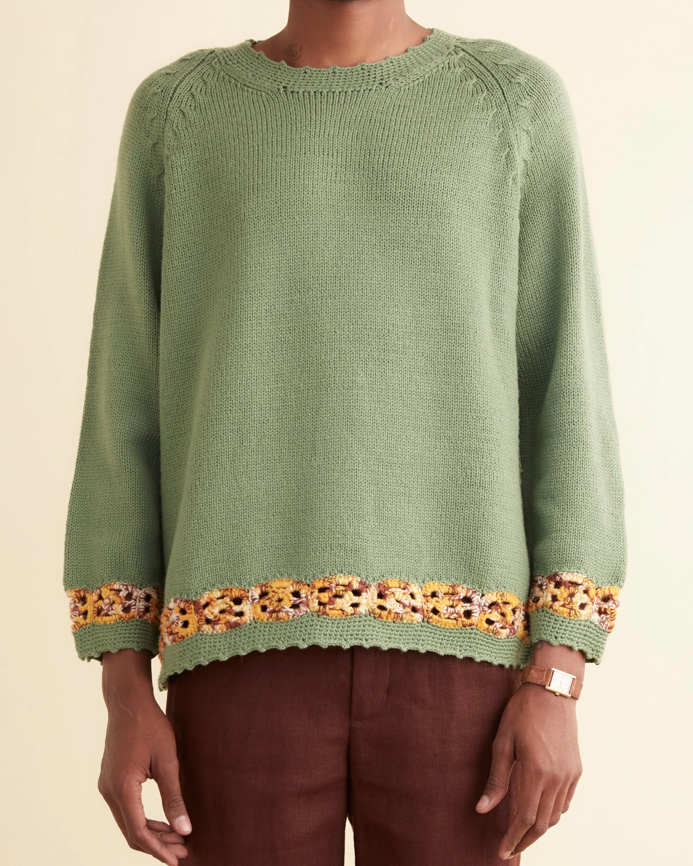 Daisy Garland Sweater - Green