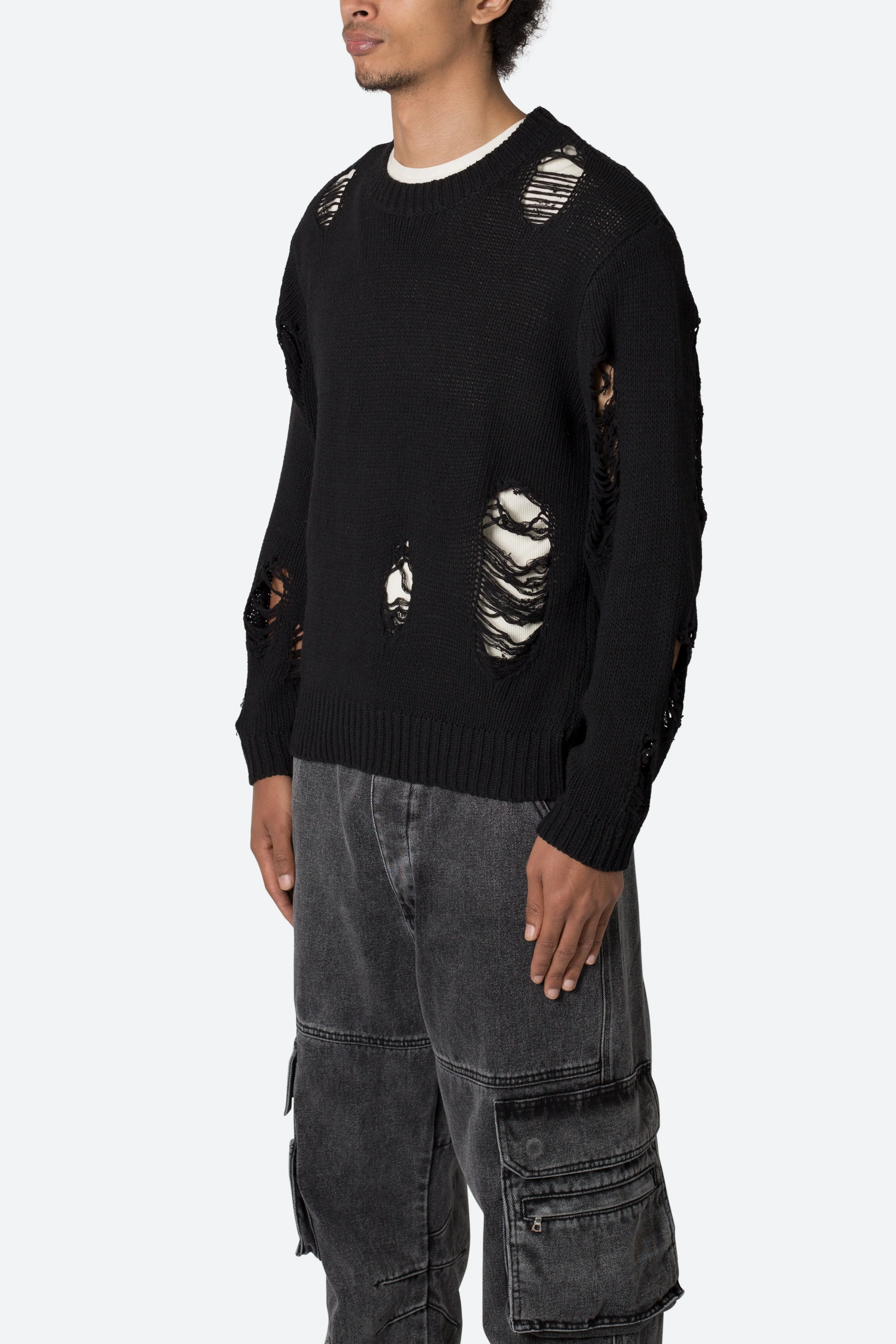 Distressed Sweater - Black