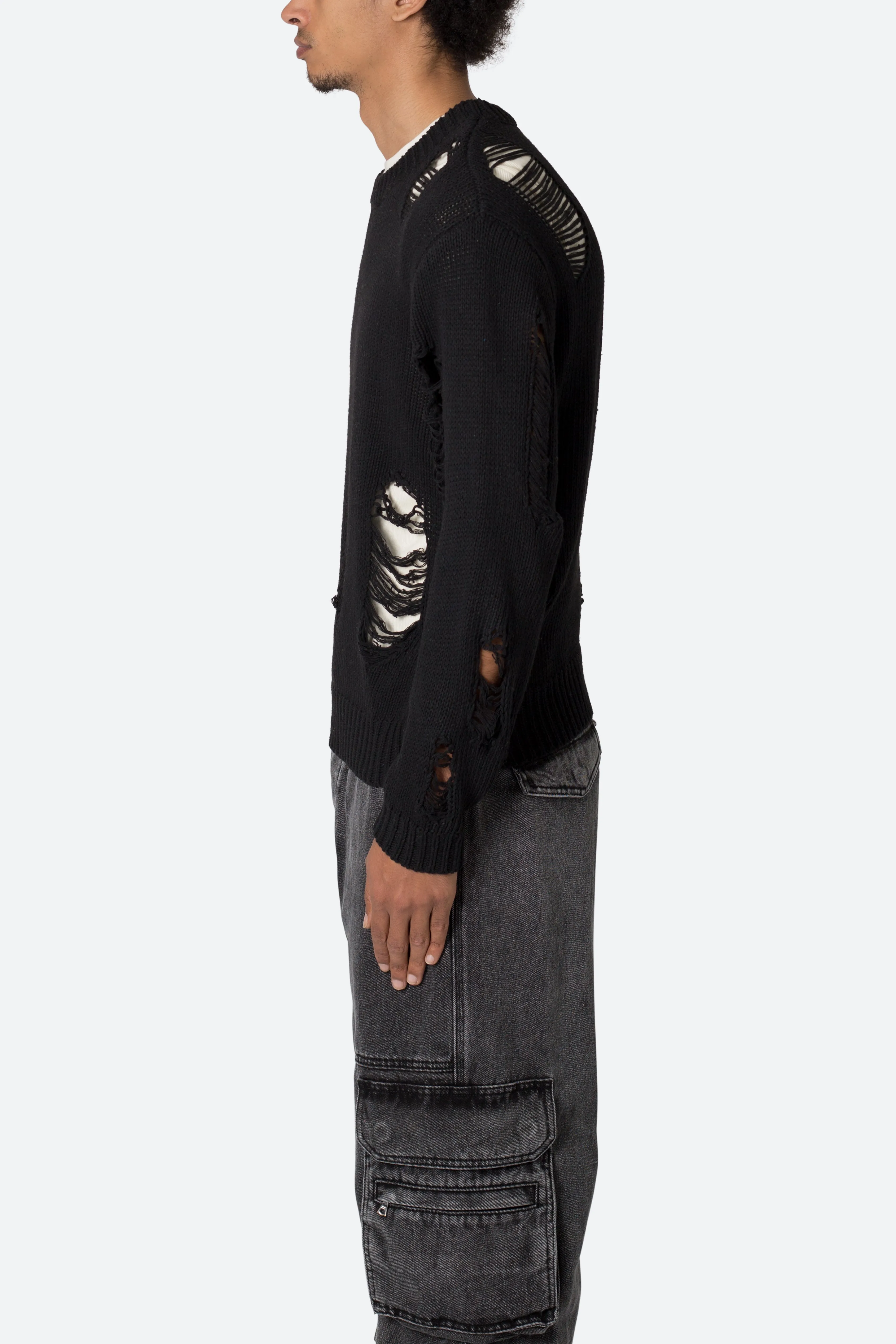 Distressed Sweater - Black