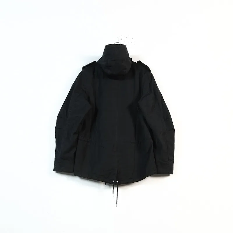 double breasted hooded parka