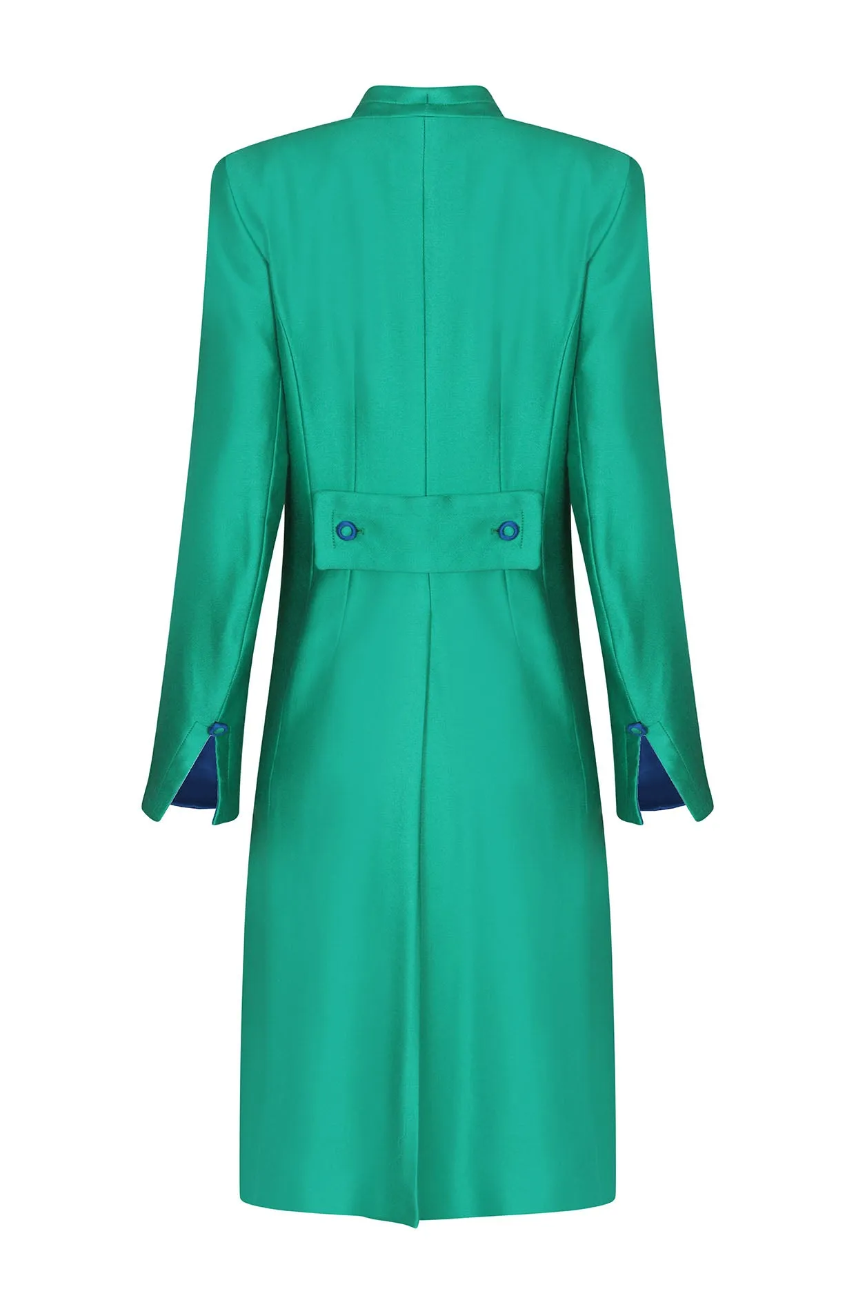 Dress Coat in Green Sateen Viscose/Cotton - Leila