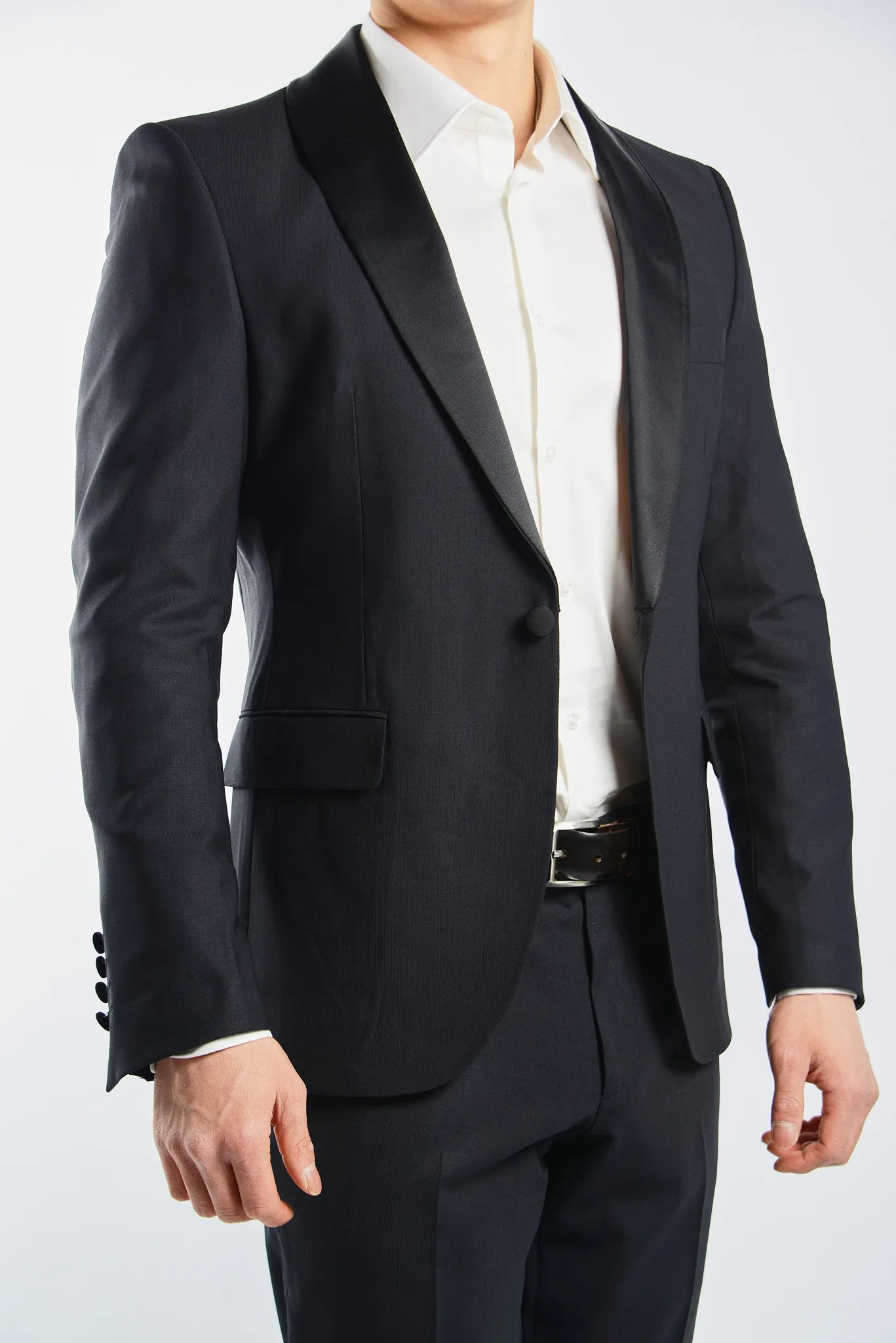 Euro Solid Tuxedo Blazer