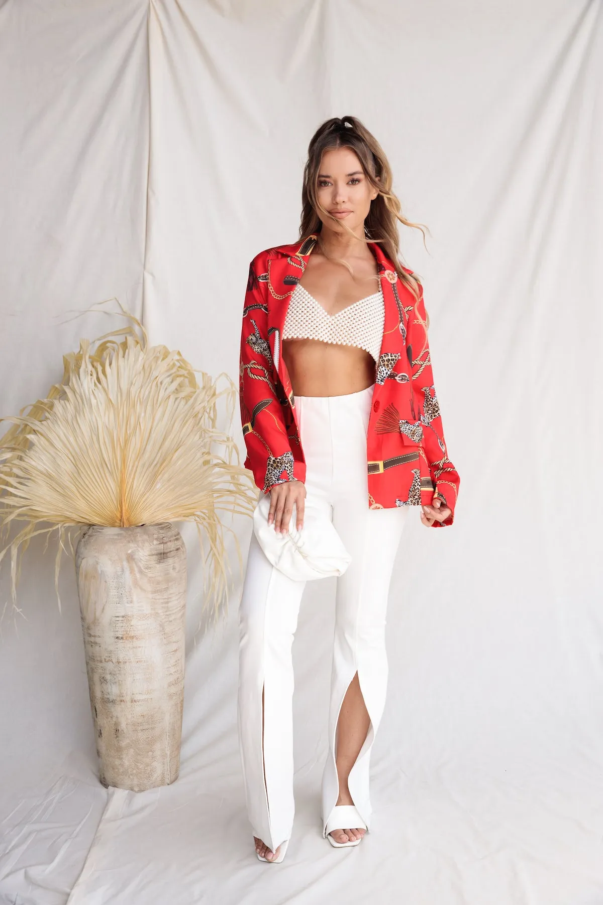 European Abstract Chain Print Blazer