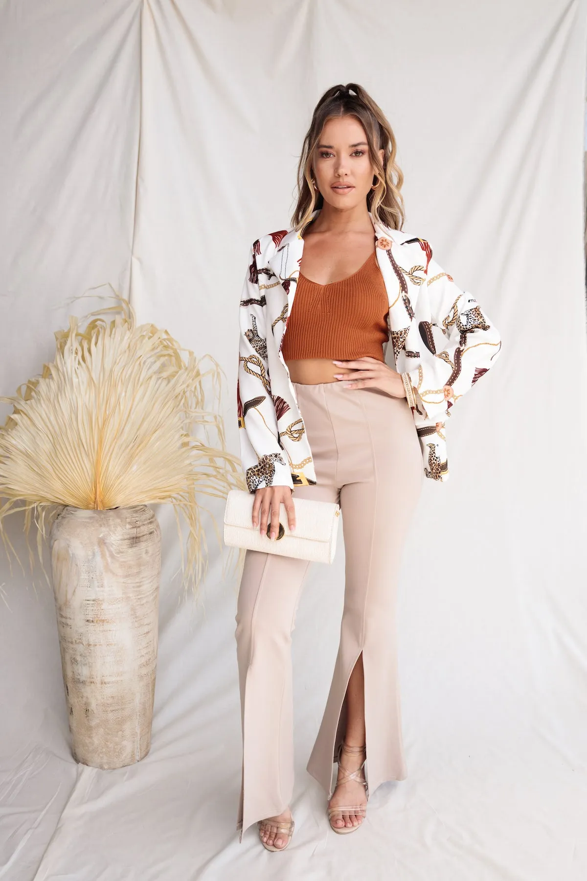 European Abstract Chain Print Blazer