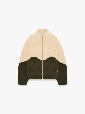 FLEECE JACKET - CREAM/OLIV