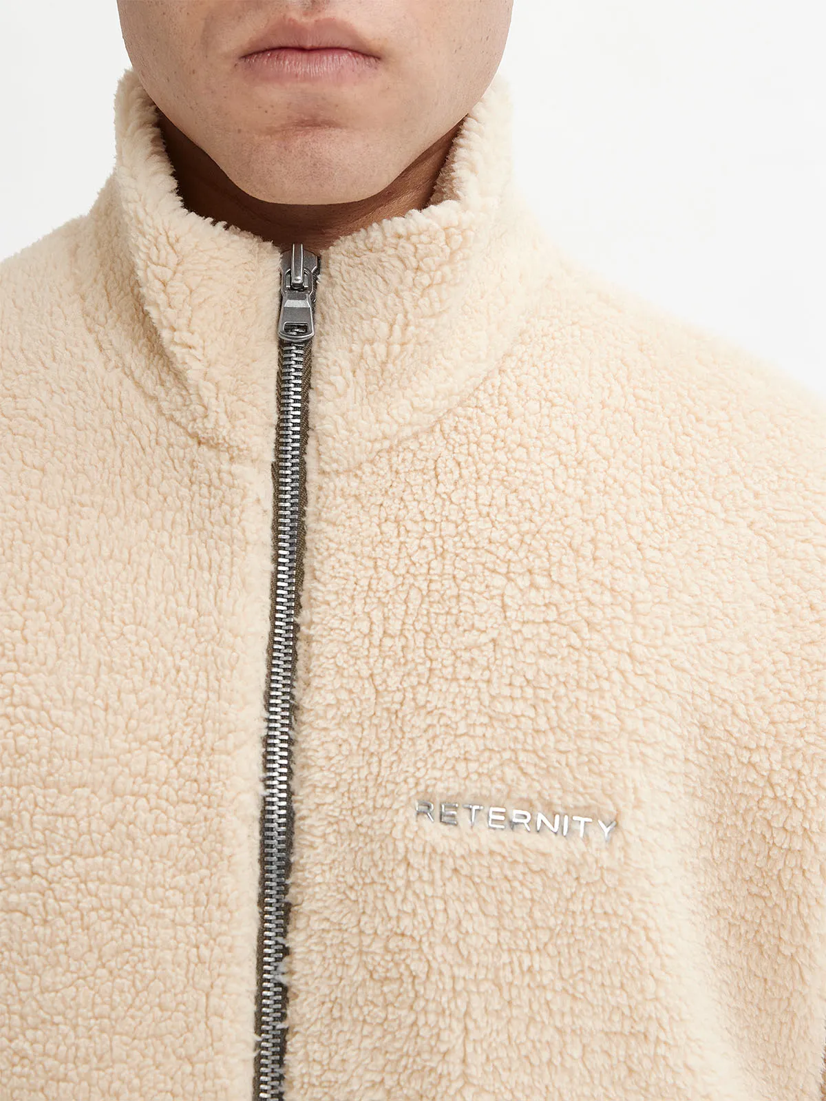 FLEECE JACKET - CREAM/OLIV