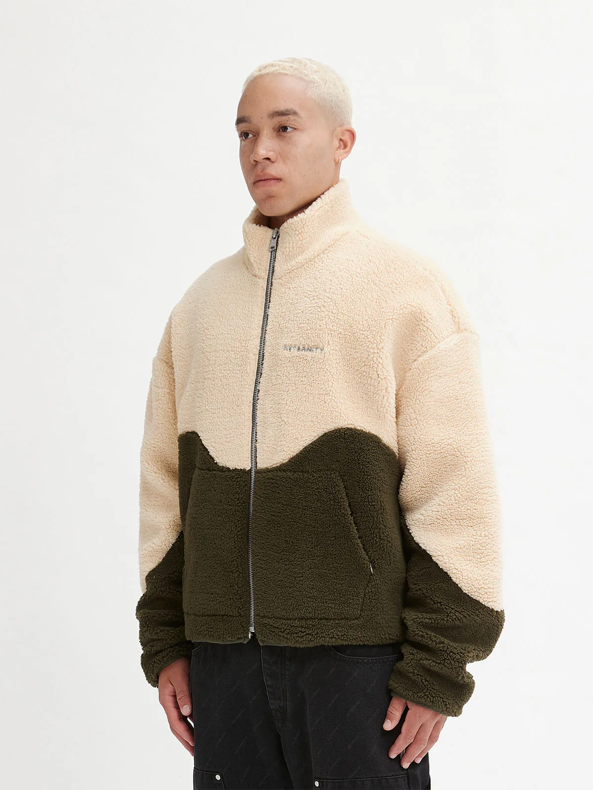 FLEECE JACKET - CREAM/OLIV