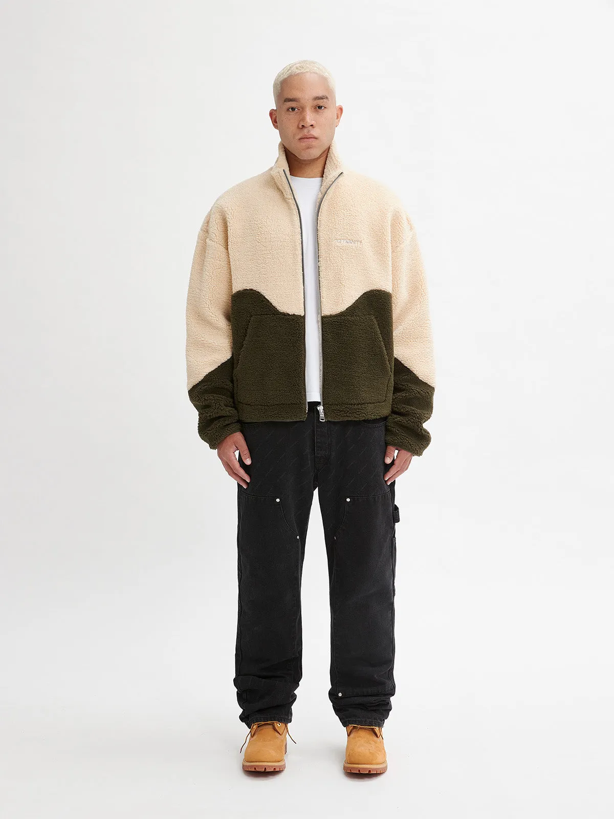 FLEECE JACKET - CREAM/OLIV