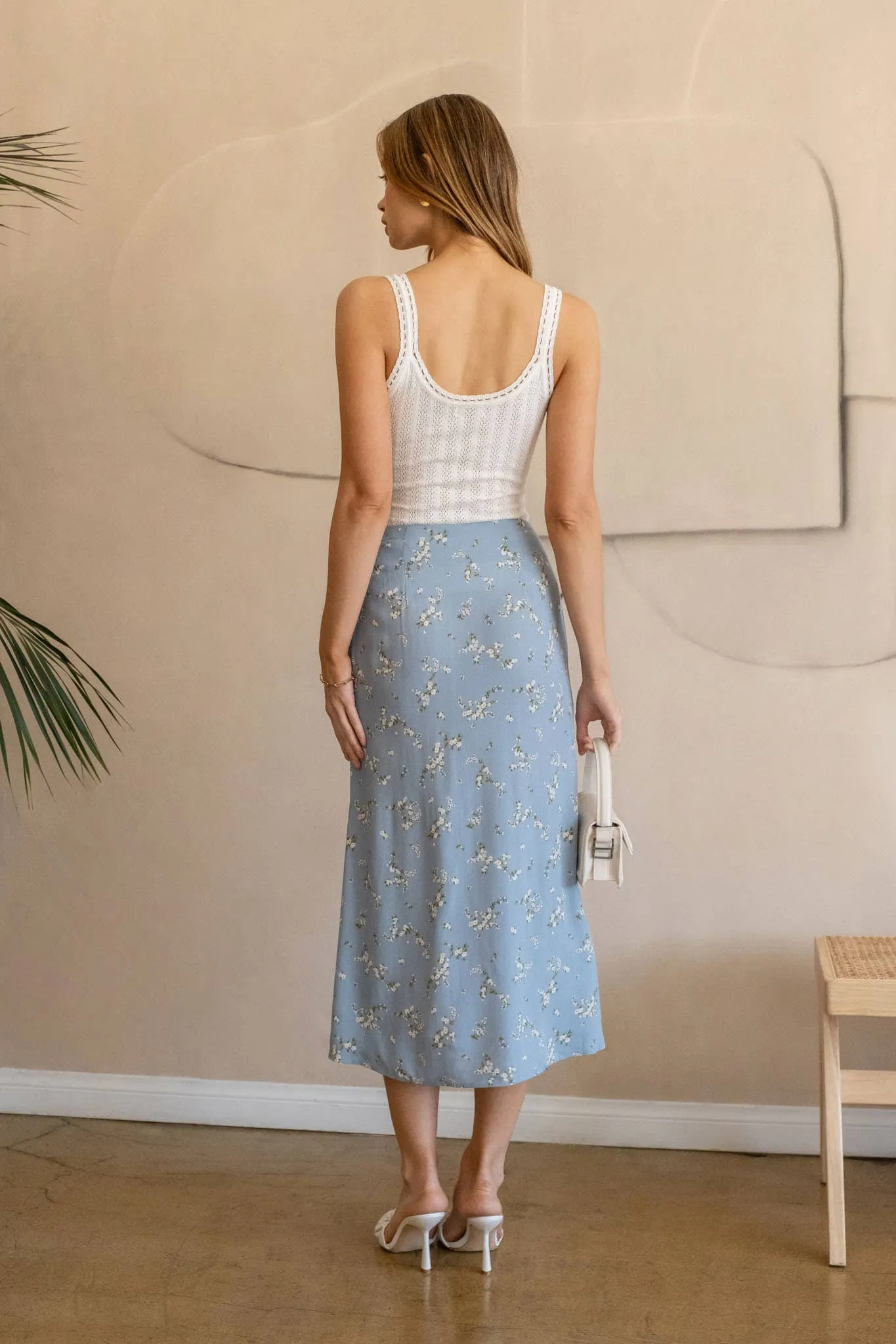 FLORAL BUTTON DOWN MIDI SKIRT