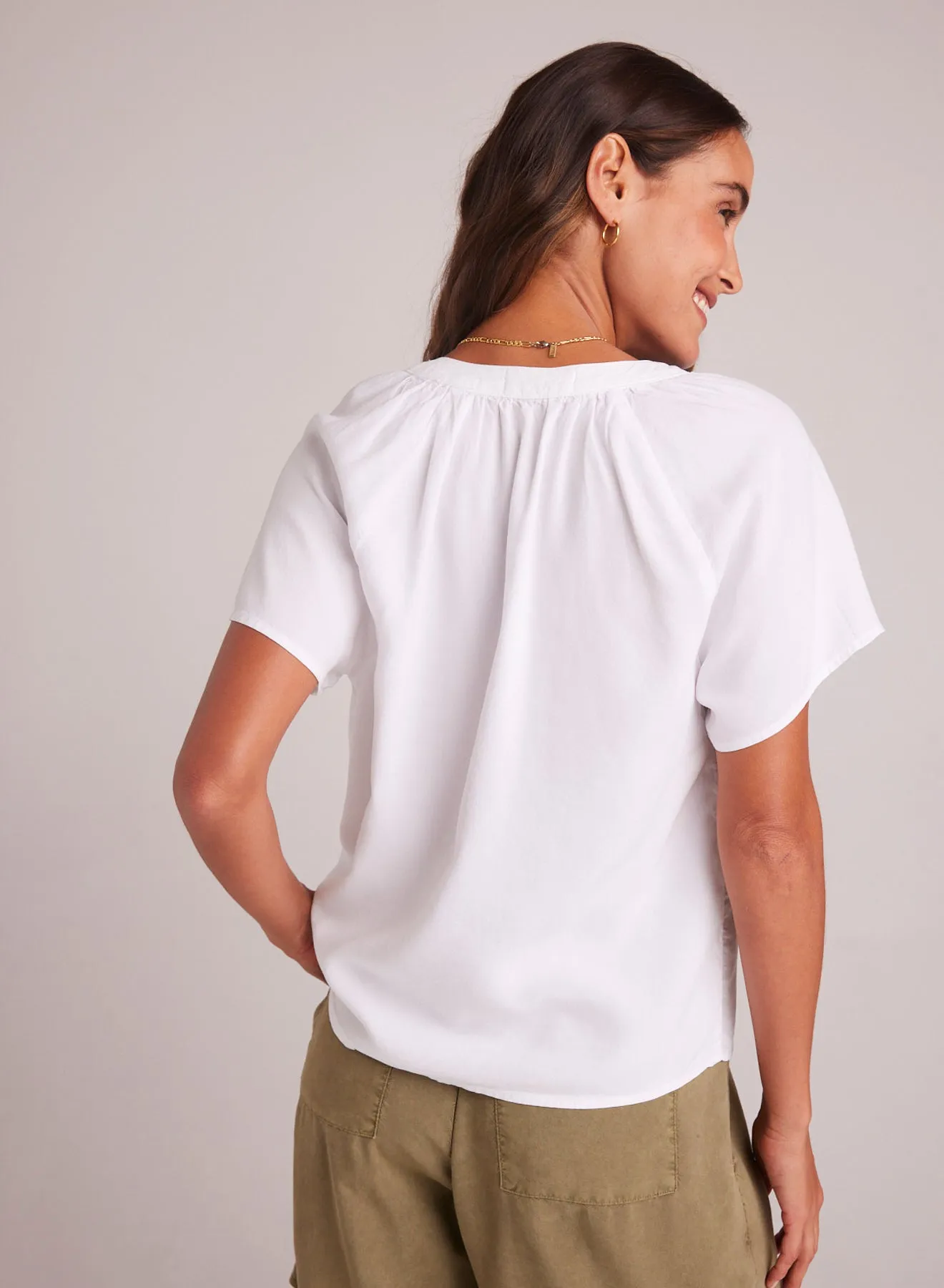 Flowy Short Sleeve Pullover - White