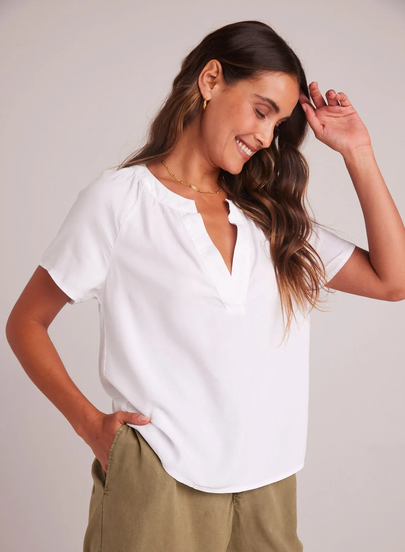 Flowy Short Sleeve Pullover - White