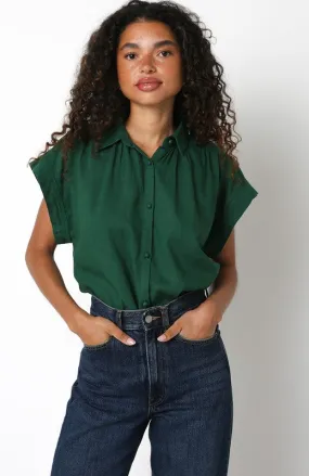 Green Button Down Top