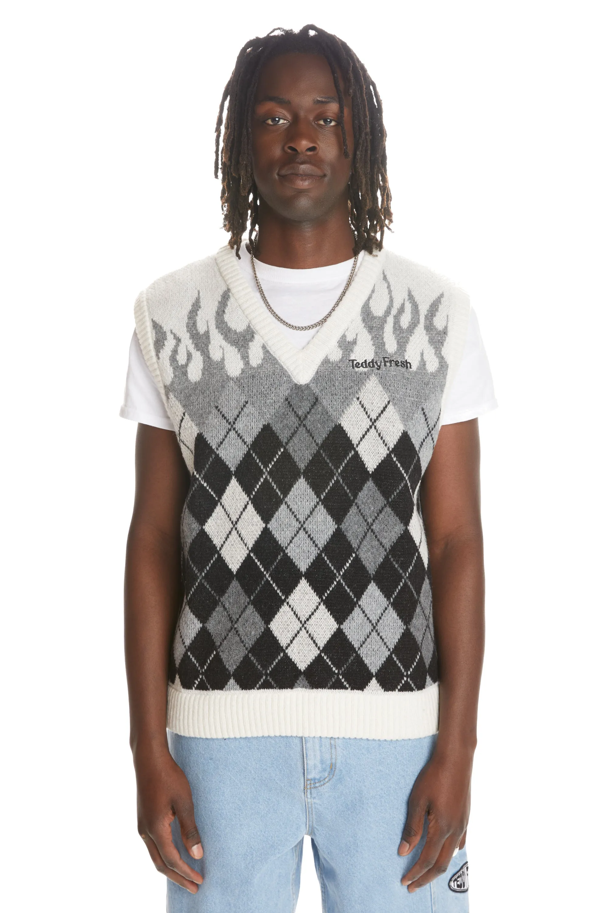 Greyscale Flames Sweater Vest