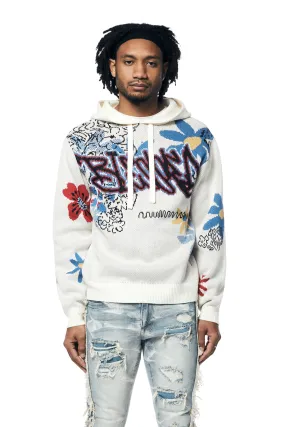 Jacquard Sweater Hoodie - Ecru