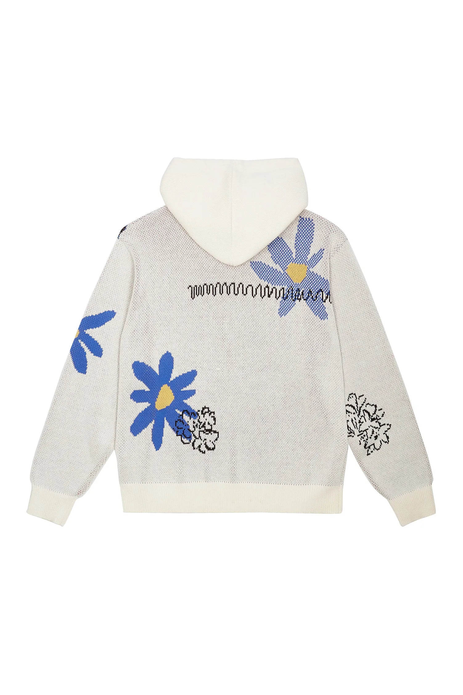 Jacquard Sweater Hoodie - Ecru