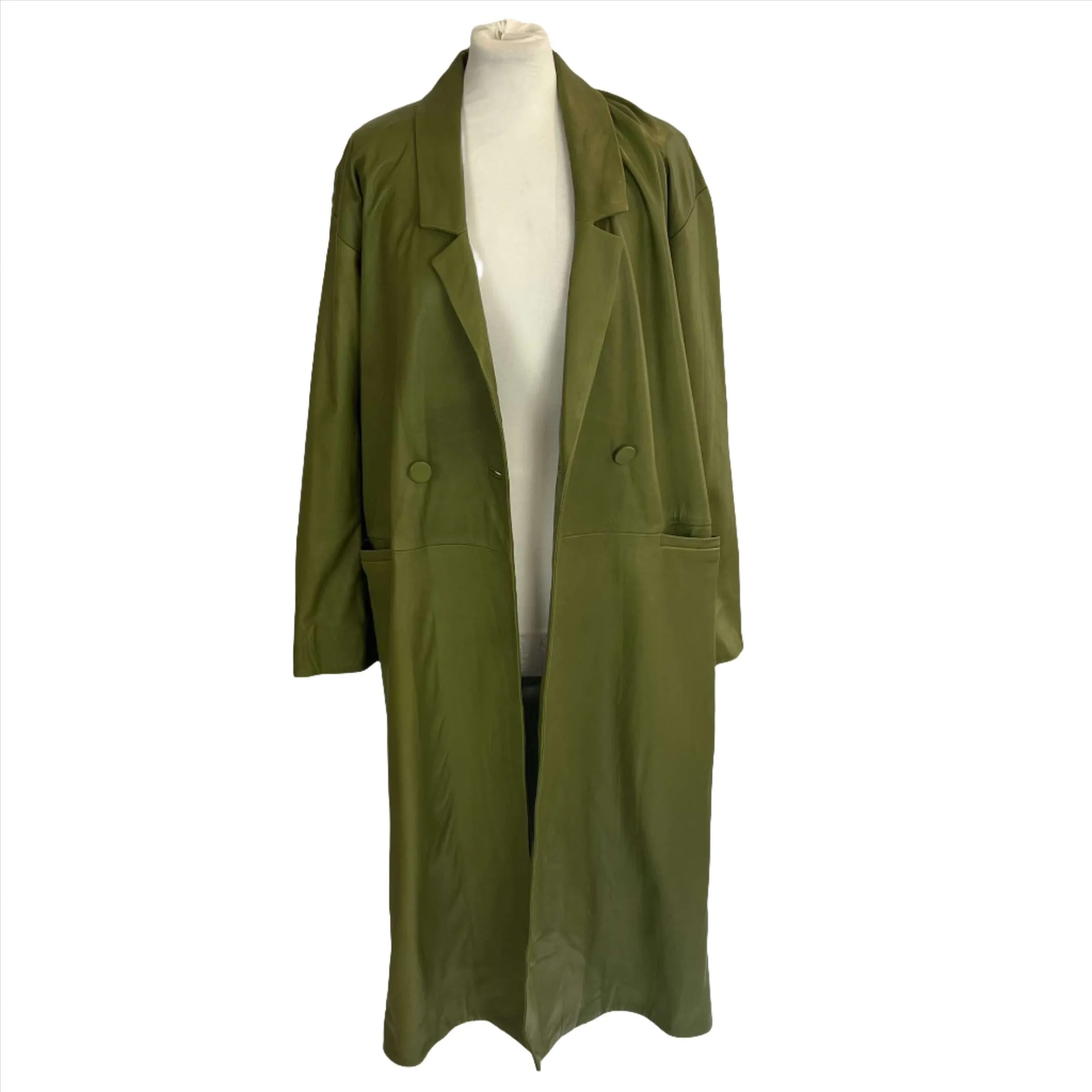 Lapointe Pea Green Lambskin Trench Coat XS