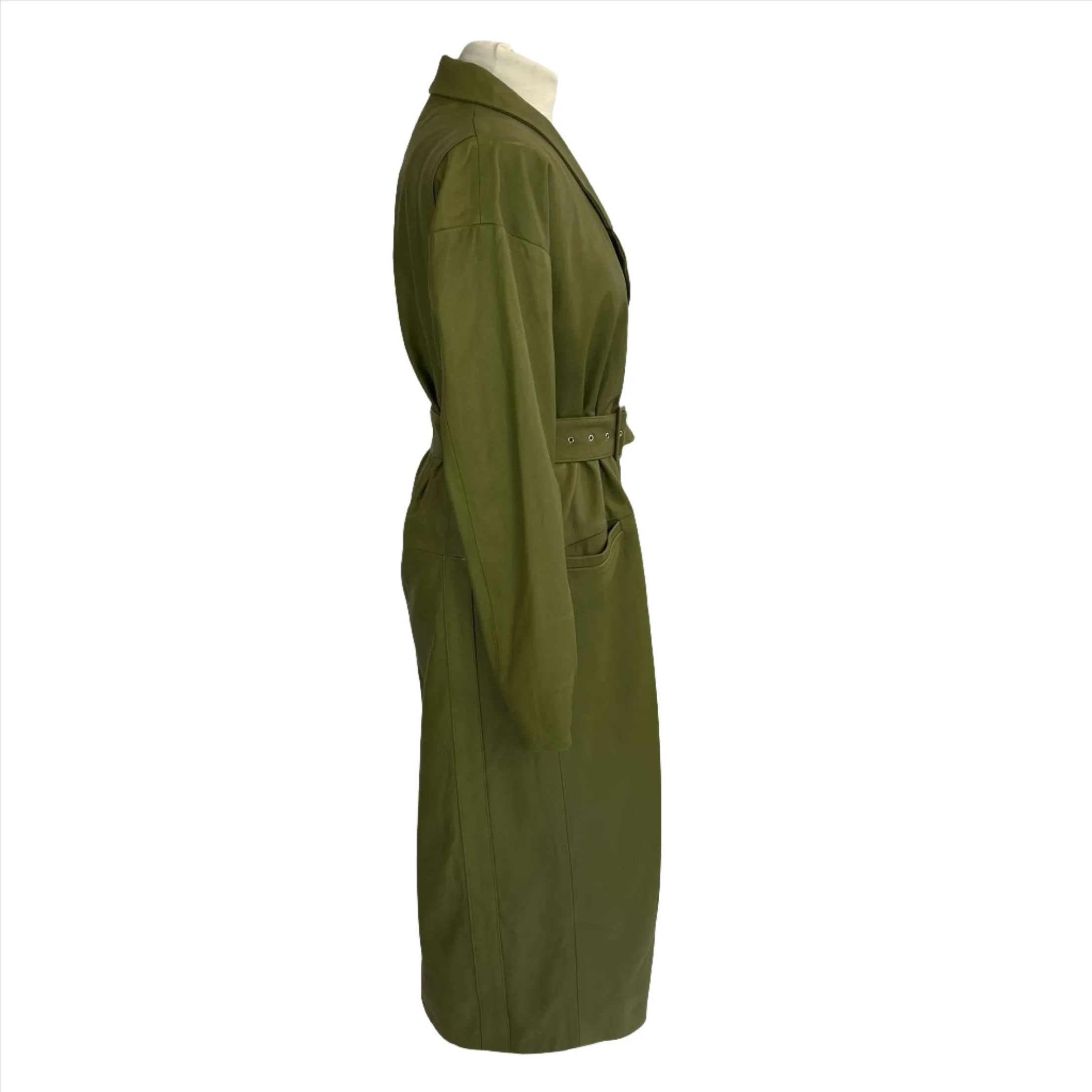 Lapointe Pea Green Lambskin Trench Coat XS