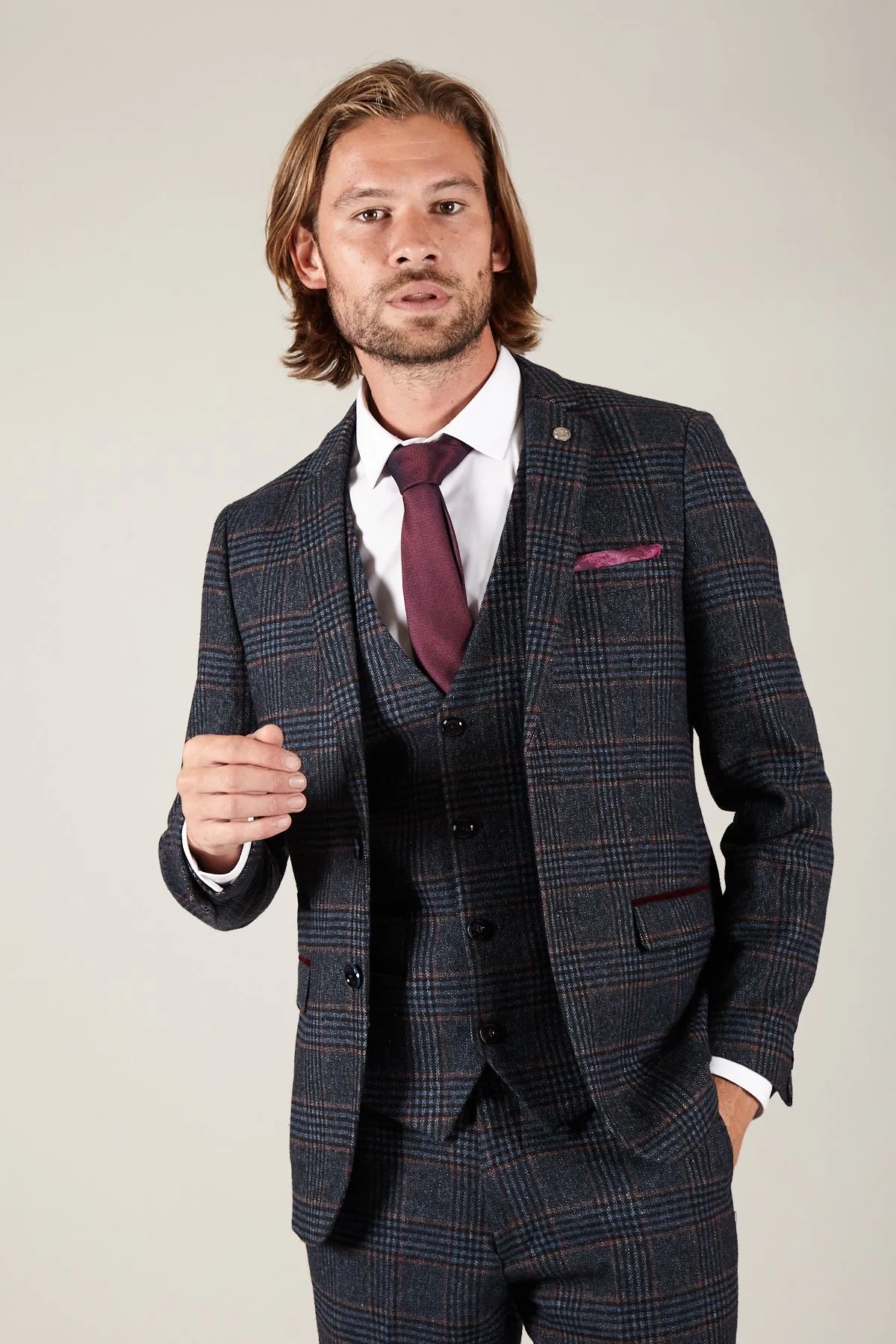 LUCA - Navy Check Tweed Blazer