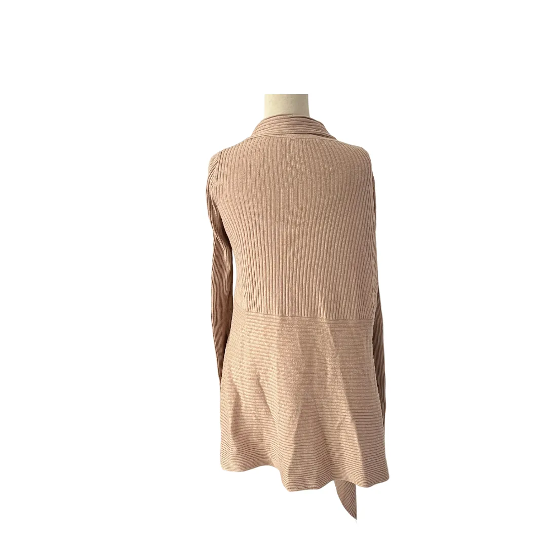 Marks & Spencer Beige Ribbed Open Sweater | Gently Used |