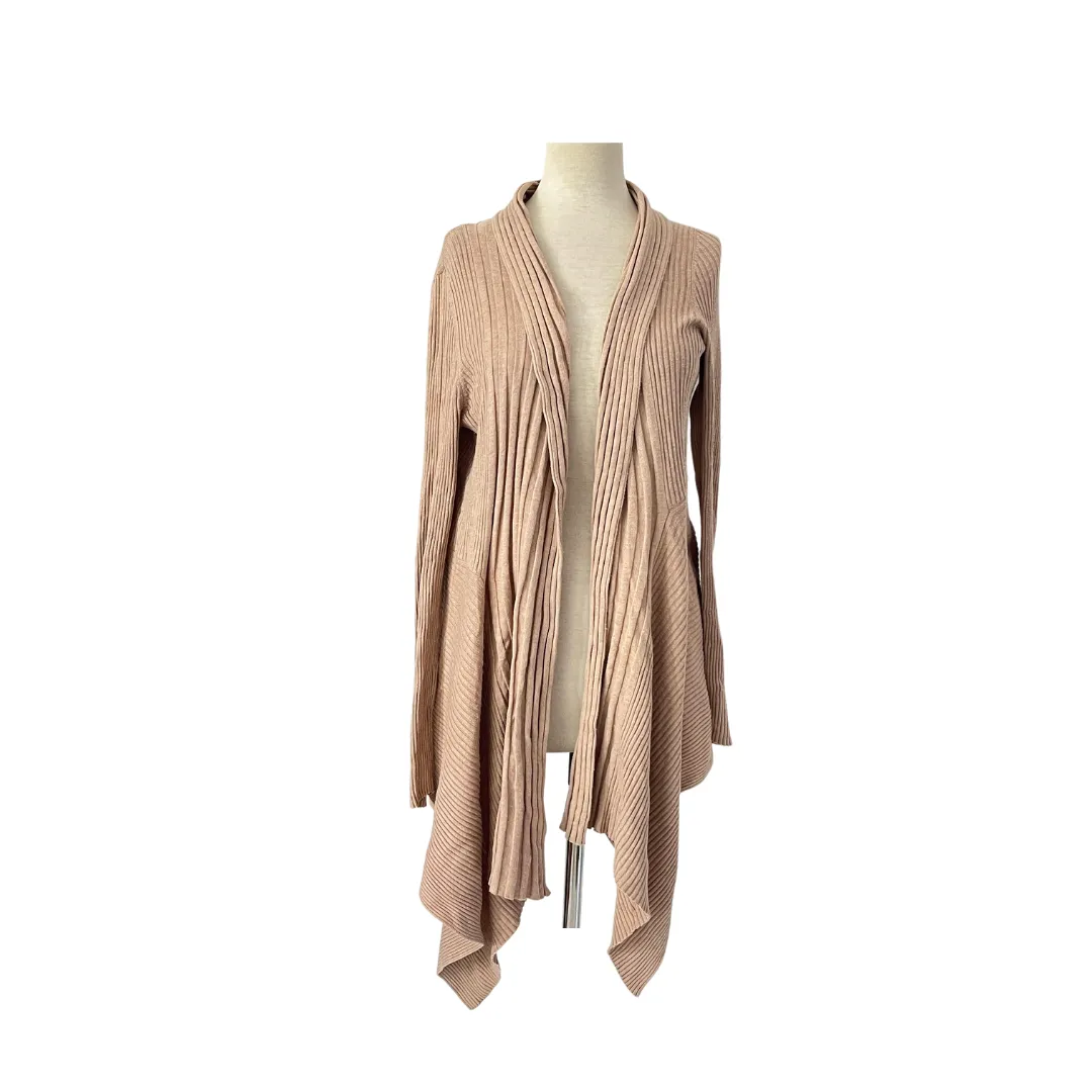 Marks & Spencer Beige Ribbed Open Sweater | Gently Used |