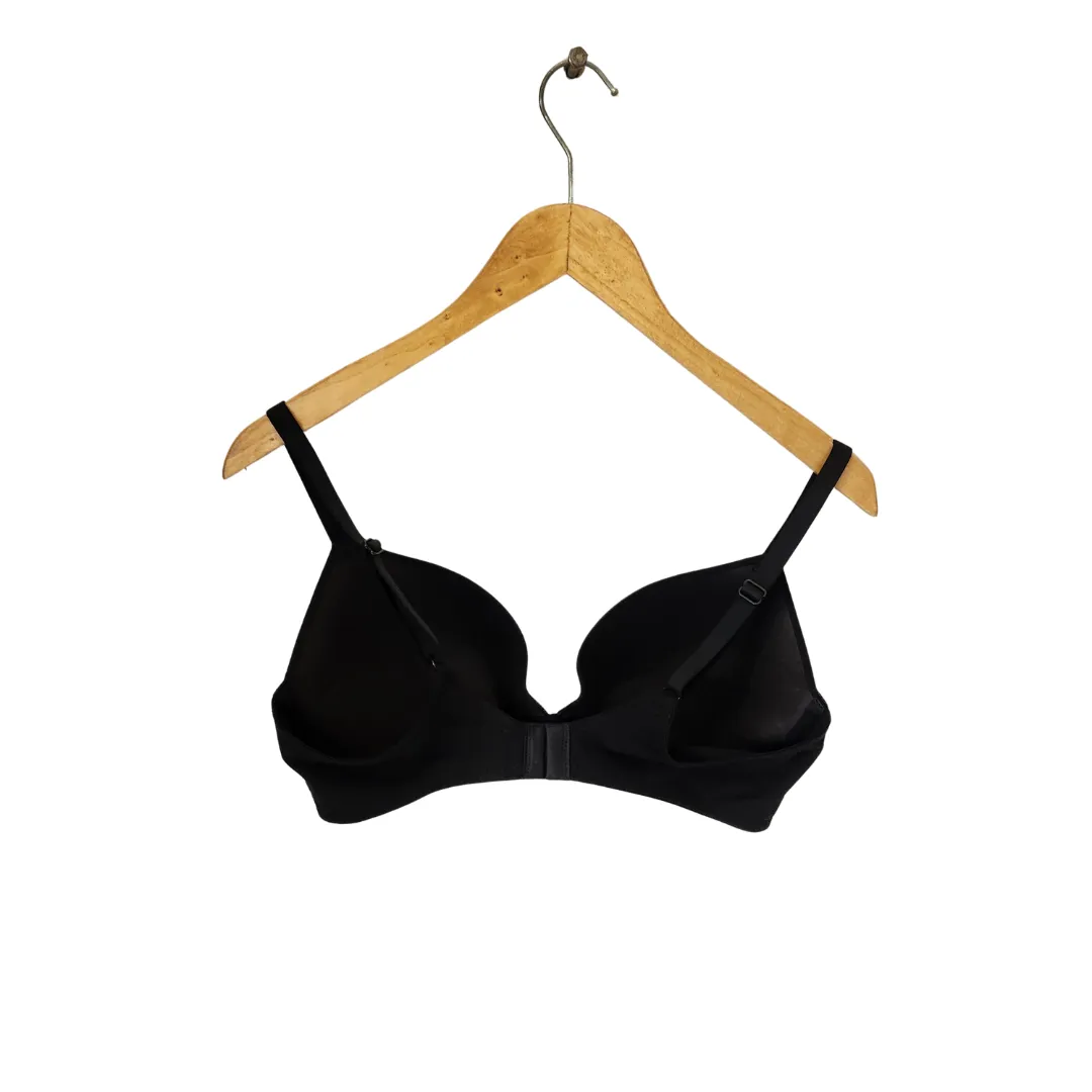 Marks & Spencer Cotton Black Push Up Plunge Bra | Brand New |