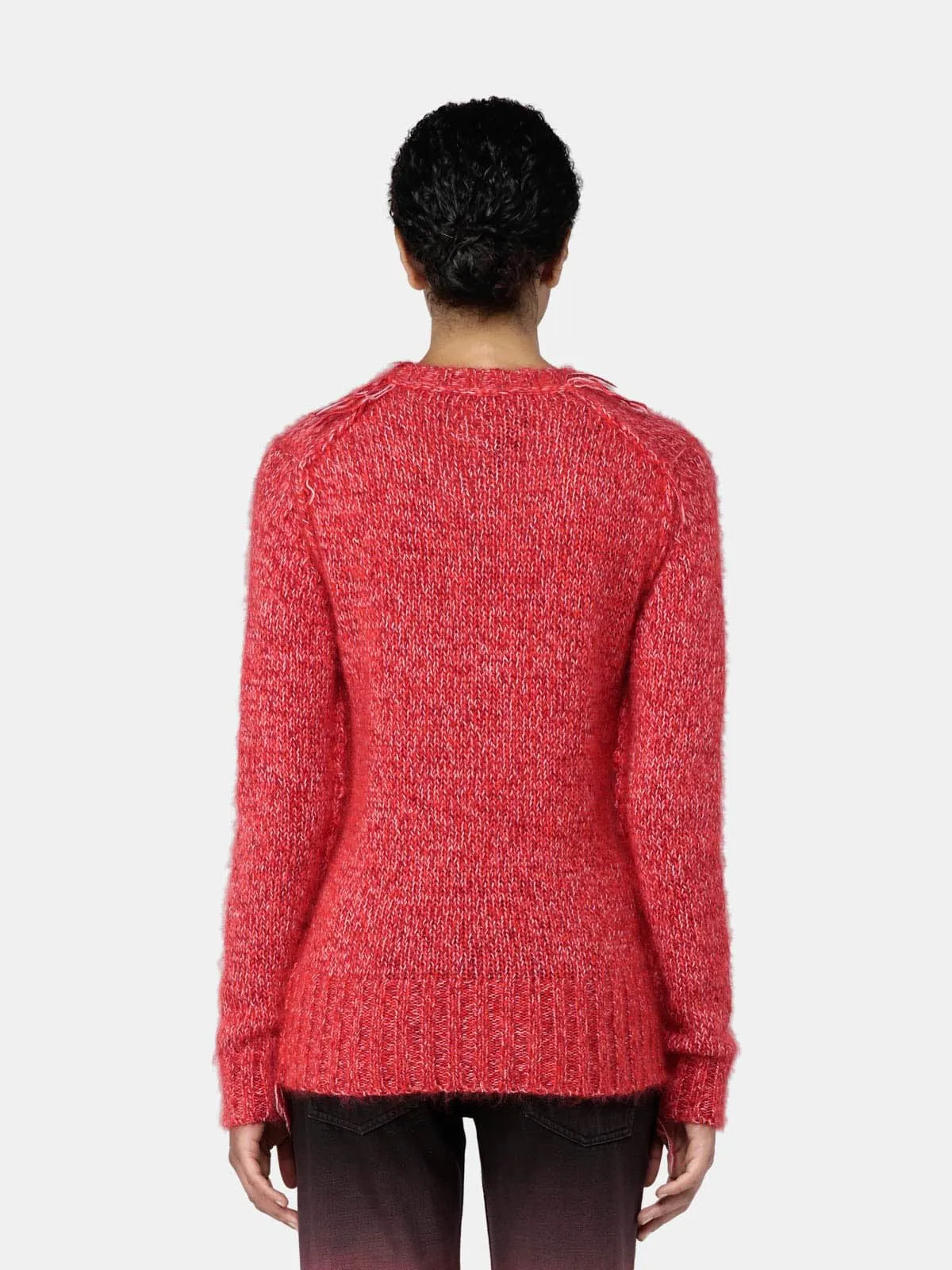 Melange red Annamaria pullover with pin