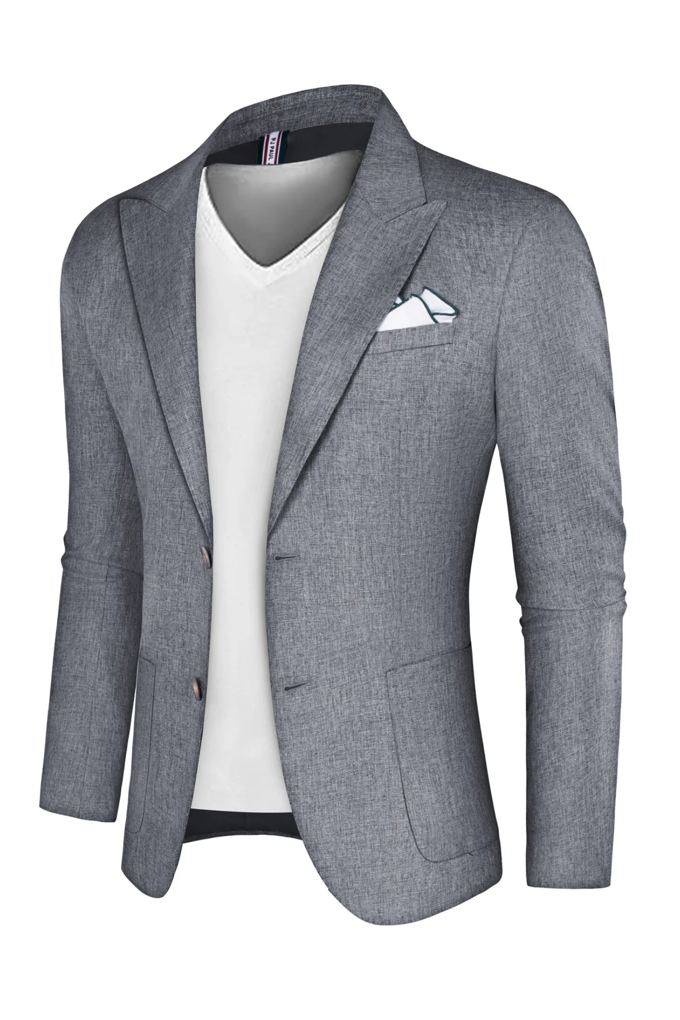 Men Back Slit Blazer Coat Casual Peak Lapel Two-Button Suit Coat