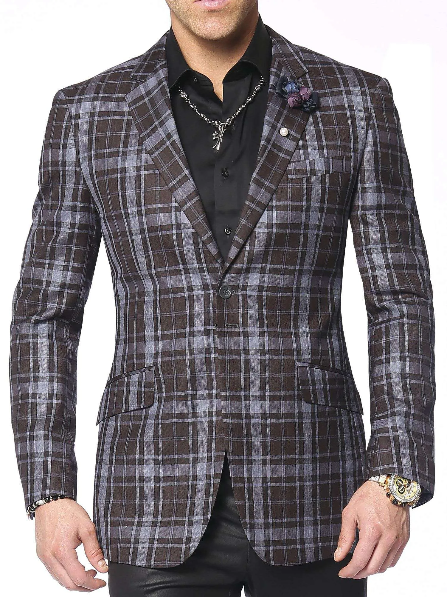 Men's plaid sport coat blazer Emilio Brown