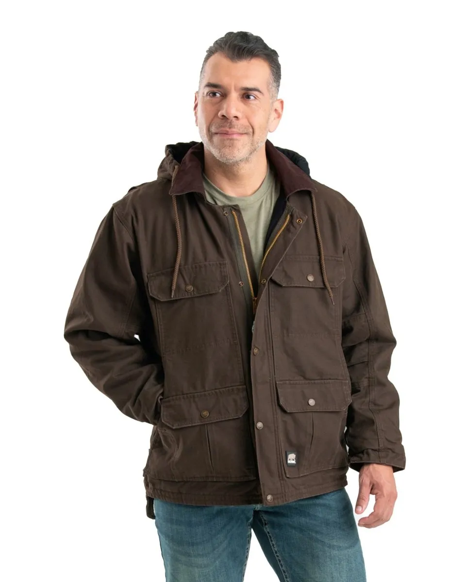 Men's Washed Duck Zip-Off Hooded Work Coat