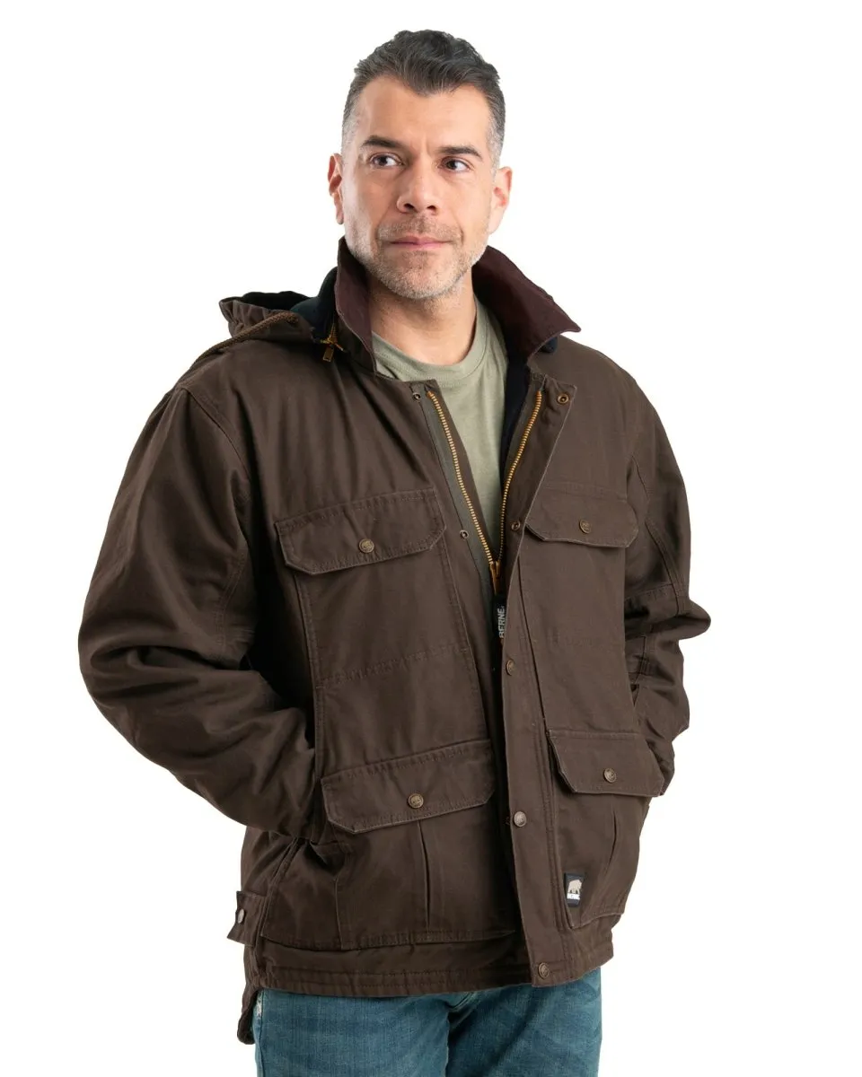 Men's Washed Duck Zip-Off Hooded Work Coat