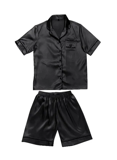 Meredith Marks Short Black Pajama with Black Piping