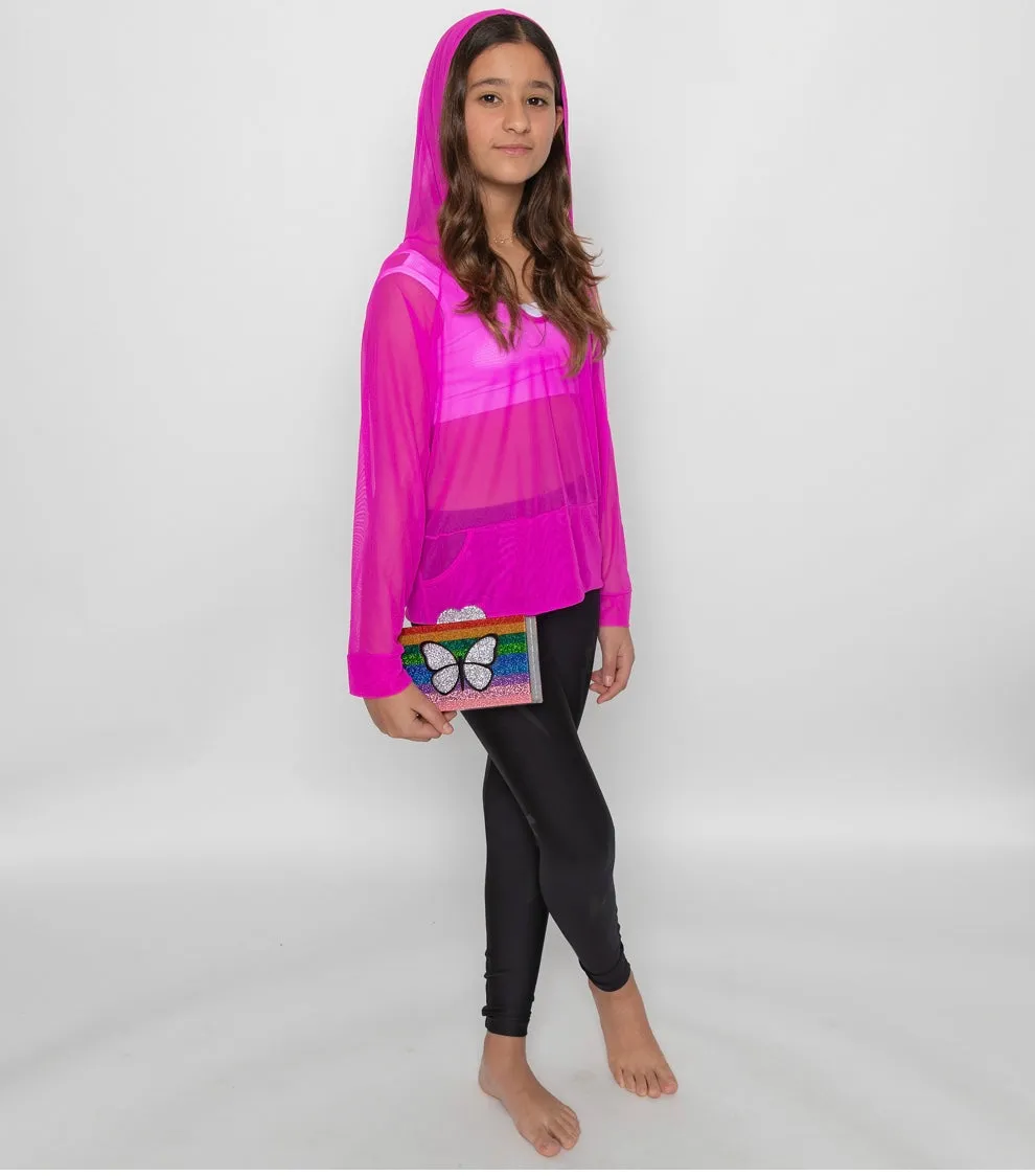 Mesh Hoodie Fucsia