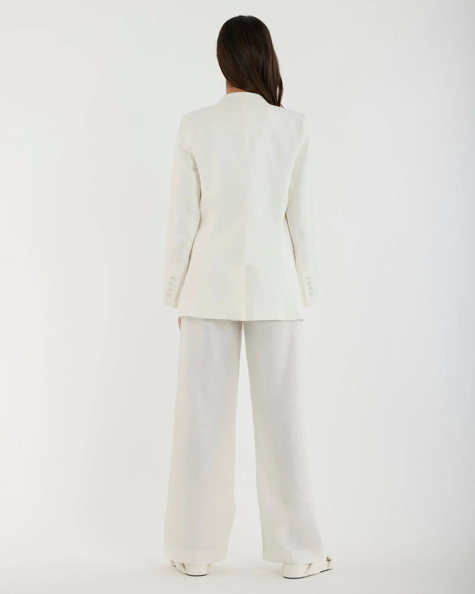 Mia Collarless Blazer - White