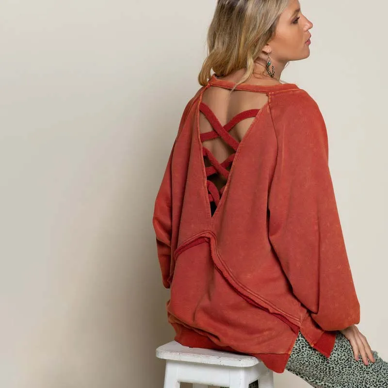 Pullover Back Cut Out Sweatshirt